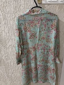 Light Blue Floral Print Kurta size L