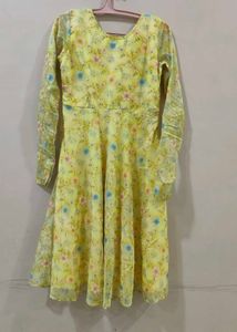 Beautiful Yellow Floral pure organza Ethnic Gown