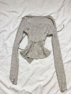 Ribbed Knit Cropped Cardigan Top
