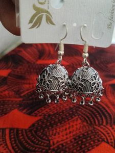 Oxidized Silver Jhumka Earrings