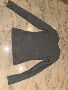 Grey Ribbed Long Sleeve Top