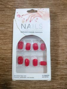 Red Decorative False Nails