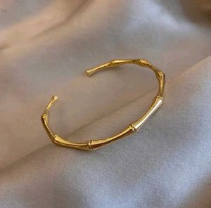 Unique Bamboo Design Gold Cuff Bracelet