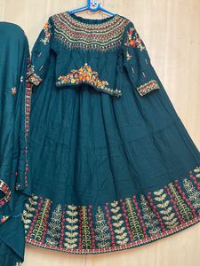 Designer Bottel Green Lehanga For Mehendi Function