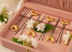Gold Plated Moon 6 Hair Pin Set