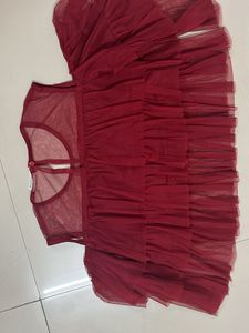 chic Maroon net cold shoulder top