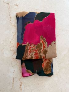 Unused Abstract Print Georgette Saree