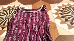 Maroon Printed Kurta