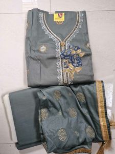 Grey Embroidered Kurta Set