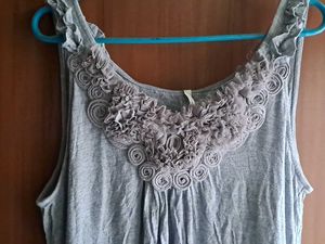 Grey camisole with Embellished Neckline