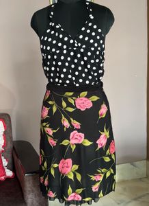 Polka Dot top & Floral Print skirt 💄🪻