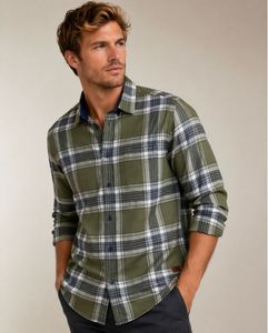 Roadster Flannel Olive Green Checkered Shirt