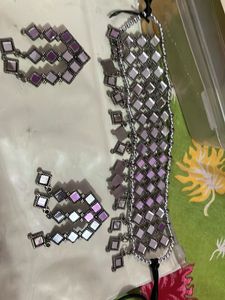 Mirror Work Necklace and Earrings Set