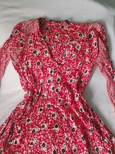 Chic Red Floral Print Dress