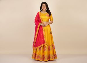 Vibrant Yellow Embroidered Lehenga Choli Set