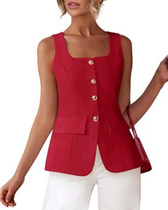 Chic maroon  Sleeveless Blazer Top