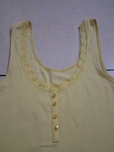 Cute Yellow Tank Top with Lace Trim