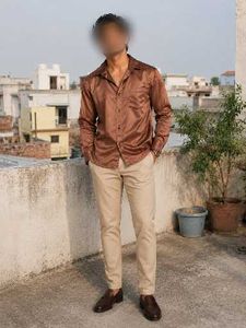 Men's Brown Satin Shirt