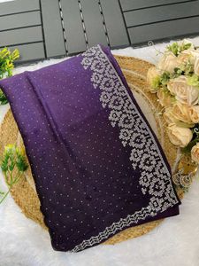 Stunning Ombre Purple Embellished Saree