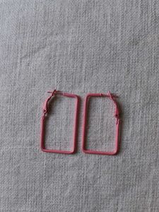 Pink Square Hoop Earrings