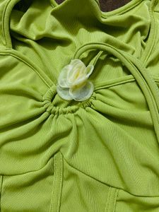 Lime Green Ruched Crop Top