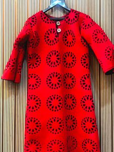 Red Floral Cut-out Dress