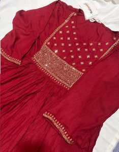 Beautiful Red Embroidered Kurta Set