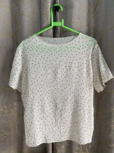 Chic White Polka Dot Pleated Top