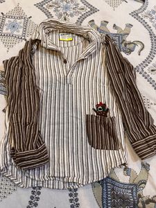 Striped Casual Shirt with Pocket Detail