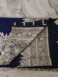 Navy Blue Banarasi Silk Saree