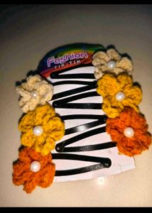 Crochet 🧶 Flower Hair Clips (Set of 6)