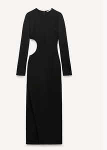 Zara Chic Black Cut-Out Long Sleeve Dress