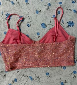 Sparkling Pink Sequin Crop Top