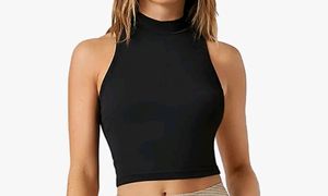 Sleek Black Mock Neck Crop Top