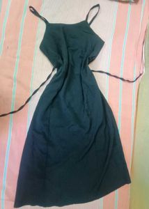 Black Spaghetti Strap satin Dress
