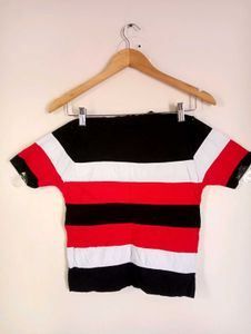 Combo Black-Red Lining Crop Top For Women