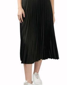 Black Pleated Midi Skirt