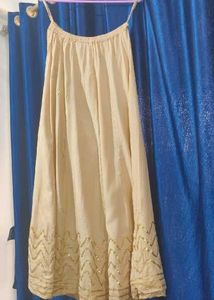 Beige Ethnic Skirt with Golden Embellishments