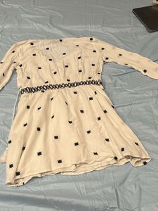 White Embroidered Mini Dress