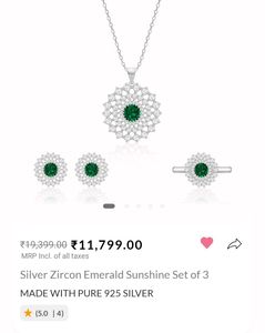price drop 📉Emerald Sunshine Silver Jewelry Set