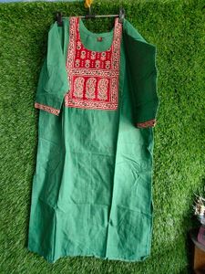 Beautiful Teal Kurta with Red Print