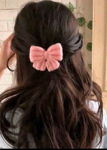 Handmade Crochet Hair Bow Clip
