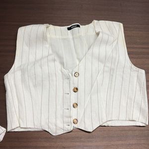 Pinstripe Cropped Vest
