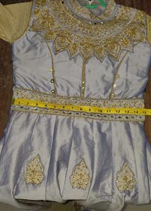 silvery-lavender art silk gown