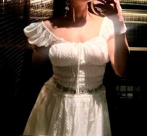 White Smocked Mini Dress