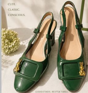 green slingback sandals