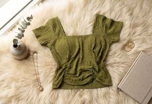 Chic Ruched padded Square Neck Top