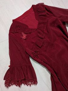 Burgundy Ruffled Dress