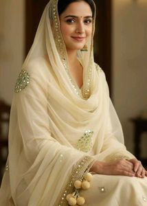 Embroidered Golden Party Wear  Dupatta