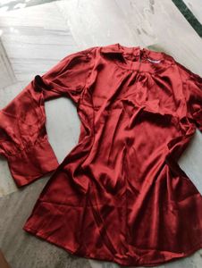 Elegant Rust Satin Blouse